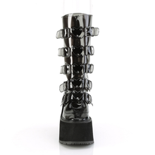 Load image into Gallery viewer, Mid-Calf Boots with Heart-Shaped Metal Plate Buckle Straps and Back Zip Closure
