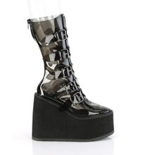 Load image into Gallery viewer, Mid-Calf Boots with Heart-Shaped Metal Plate Buckle Straps and Back Zip Closure
