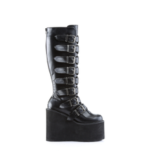 Load image into Gallery viewer, Knee High Boots with 8 Buckle Straps and Metal Plate Details
