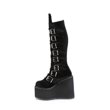 Load image into Gallery viewer, Knee High Boots with 8 Buckle Straps and Metal Plate Details
