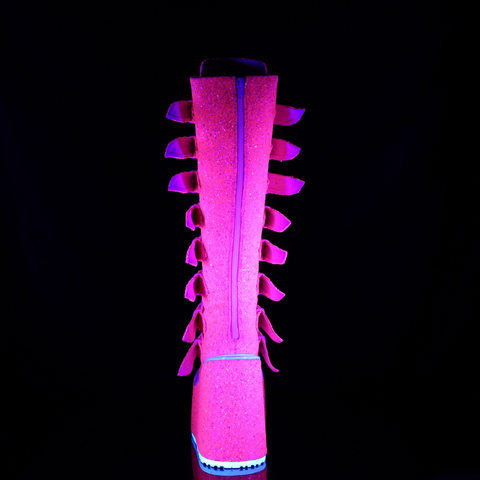 Knee High Boots with 8 Buckle Straps and Metal Plate Hardware
