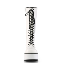 Load image into Gallery viewer, Platform Lace-Up Knee High Boots with Buckle Straps and Inner Metal Zip Closure
