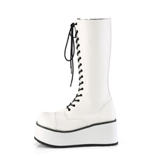 Load image into Gallery viewer, Platform Lace-Up Knee High Boots with Buckle Straps and Inner Metal Zip Closure
