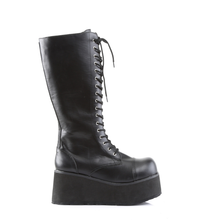 Load image into Gallery viewer, Platform Lace-Up Knee High Boots with Buckle Straps and Inner Metal Zip Closure
