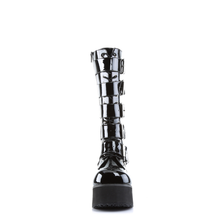 Load image into Gallery viewer, Platform Lace-Up Knee High Boots with Buckle Straps and Full Inner Metal Zip Closure
