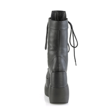 Load image into Gallery viewer, Tiered Wedge Platform Mid-Calf Boots with Coffin Tongue, Dual Lace-Up Sides &amp; Center Zip Closure
