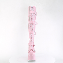 Load image into Gallery viewer, Chunky Heel Lace-Up Stretch Thigh-High Boots with Buckle Straps and Inner Side Metal Zip
