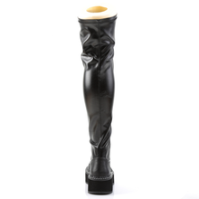 Load image into Gallery viewer, Platform Stretch Thigh-High Lace-Up Boots with Outer Metal Zip Closure
