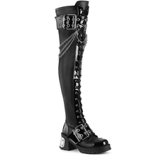 Load image into Gallery viewer, Chunky 2.75-inch Heel Platform Boots with Buckle Straps and Horseshoe Ring Chain
