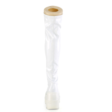 Load image into Gallery viewer, 4 1/2” Wedge Platform Lace-Up Stretch Thigh-High Boots with Full-Length Outer Metal Zip
