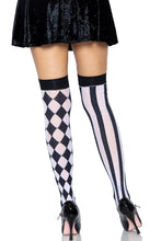 Load image into Gallery viewer, Harlequin Pattern Thigh High Stockings
