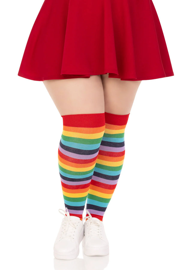 Rainbow Plus Size Thigh High Socks – Color Your World