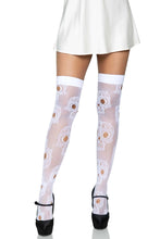 Load image into Gallery viewer, Sugar Skull Net Thigh Highs, Fishnet Stockings
