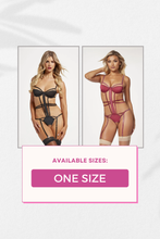 Load image into Gallery viewer, Strappy Rhinestone Open Crotch Thong Teddy
