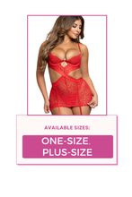 Load image into Gallery viewer, Two-Piece Lace and Satin Ribbon Chemise Set
