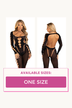 Load image into Gallery viewer, Seamless opaque cut-out footless bodystocking
