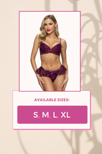 Load image into Gallery viewer, Two-Piece Embroidered Lace Bra with Skirted G-string
