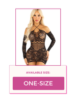 Load image into Gallery viewer, Circle Back Lace Mini Dress, Scalloped Trimmed Lace and Net Design Lingerie
