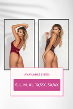 Load image into Gallery viewer, Eyelash &amp; Floral Lace Teddy – Adjustable Straps, Gold Hardware &amp; Thong Back Lingerie
