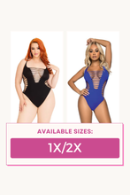 Load image into Gallery viewer, Plus Size Reckless Behavior Thong Bodysuit, Racer Back Teddy
