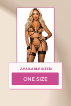 Load image into Gallery viewer, Beyond Bliss Bra and Panty Set, Bad Girl Lingerie Set with Wrap-Around Garter Belt
