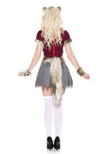 Load image into Gallery viewer, Five Piece Fierce Werewolf Costume Set, Checker Print Top with ripped Skirt
