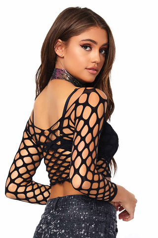 Gimme More Net Crop Top, Sultry Fishnet Crop Top