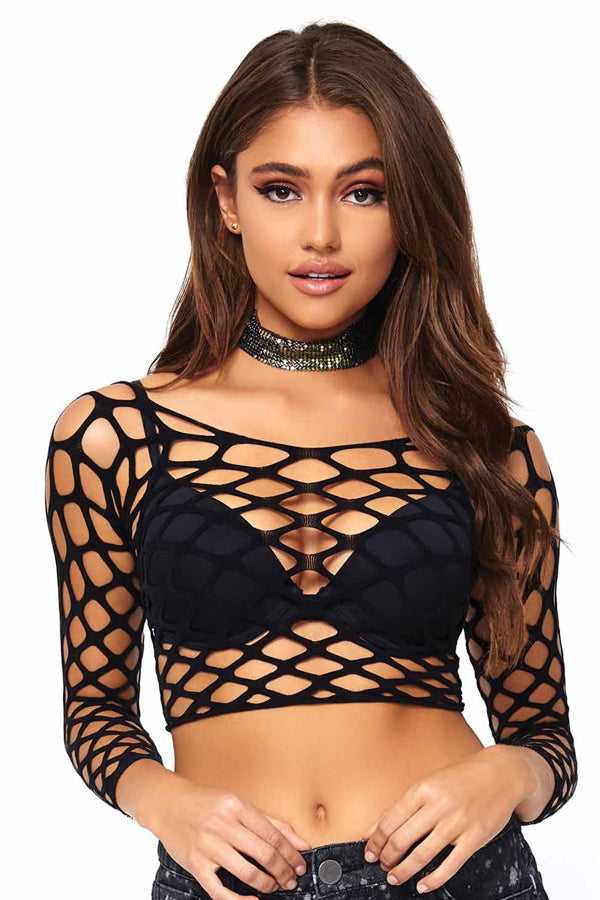 Gimme More Net Crop Top, Sultry Fishnet Crop Top