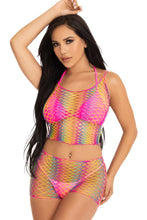 Load image into Gallery viewer, Ombre rainbow twist net tank top and boy shorts
