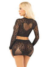 Load image into Gallery viewer, Wildest Dreams Crop Top and Skirt Set, Rhinestone Lingerie Set
