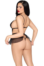 Load image into Gallery viewer, Scalloped Lace &amp; Mesh Babydoll with Crotchless Panty Set
