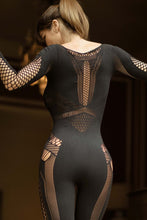 Load image into Gallery viewer, Slay the Night Full Jumpsuit – Sheer Long Sleeve Cut-Out Bodysuit
