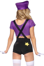 Load image into Gallery viewer, Three Piece Gamer Baddie Costume, Mario Style Crop Top with Suspender Shorts
