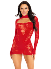 Load image into Gallery viewer, Cuff It Lace Mini lingerie Dress | Black | Red
