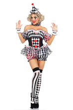 Load image into Gallery viewer, Four Pieces Darling Harlequin Costume Set – Ruffle Romper, Accessories &amp; Headband
