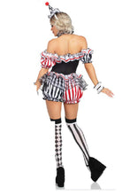 Load image into Gallery viewer, Four Pieces Darling Harlequin Costume Set – Ruffle Romper, Accessories &amp; Headband
