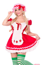 Load image into Gallery viewer, Three Piece Berry Cutie Costume Set, Berry-Adorned Apron Dress with Matching Bonnet
