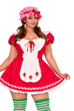 Load image into Gallery viewer, Three Piece Berry Cutie Costume Set, Berry-Adorned Apron Dress with Matching Bonnet

