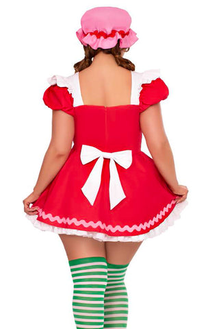 Three Piece Berry Cutie Costume Set, Berry-Adorned Apron Dress with Matching Bonnet