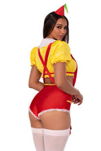 Load image into Gallery viewer, Double Trouble Darling Costume for Women – 3 PC Crop Top with Peter Pan Collar, Suspender Shorts with Bow Accent &amp; Hat Headband

