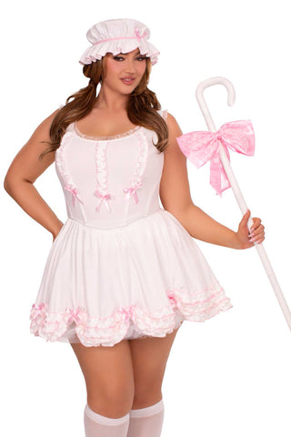Three piece Little Bo Peep Costume Set, Ruffle-Trimmed Crop Top with coordinating skirt