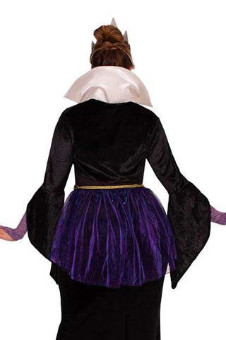 Four Piece Evil Queen Costume Set, High-Slit Gown with Velvet Shrug