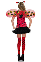 Load image into Gallery viewer, Daisy Bug Costume for Women, 4-Piece Y2K Ladybug Halloween Costume with Polka Dot Tube Dress, Wings, Antennae Headband &amp; Thigh Highs
