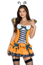 Load image into Gallery viewer, Butterfly Babe Costume for Women, 3-Piece Y2K Butterfly Halloween Costume with Garter Mini Dress, Wings &amp; Antennae Headband
