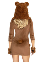 Load image into Gallery viewer, Honey Bear Costume for Women, 4-Piece Y2K Animal Halloween Costume with Plush Velvet Mini Dress, Furry Ear Hood, Paw-Print Gloves &amp; Leg Warmers
