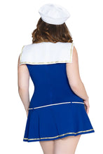 Load image into Gallery viewer, Sailor Sweetie Costume for Women, 3-Piece Y2K Sailor Halloween Costume with Blue Pleated Mini Dress, Rope Belt &amp; Sailor Hat
