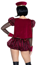 Load image into Gallery viewer, Tiny Tyrant Costume for Women, 3-Piece Fairytale Halloween Costume with Red Velvet Bloomer Romper, Wrist Cuffs &amp; Ruler Hat
