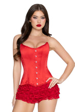 Load image into Gallery viewer, Steel Boned Satin Corset for Women, Satin Waist-Cinching Corset with Front Busk Closure &amp; Adjustable Lace-Up Back
