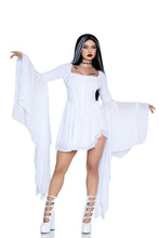 Load image into Gallery viewer, rankie's Bride Costume for Women, 1-Piece Gothic Halloween Costume with Corset-Style Mini Dress, Lace-Up Back &amp; Dramatic Chiffon Sleeves
