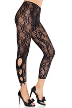 Load image into Gallery viewer, Lace Capri Footless Tights with Bow &amp; Keyhole Details
